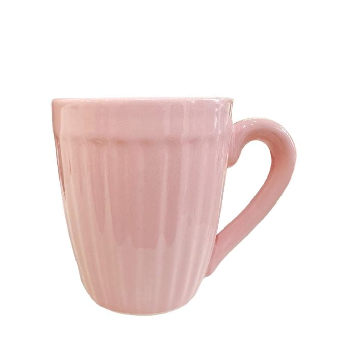 Taza rosa con rayas